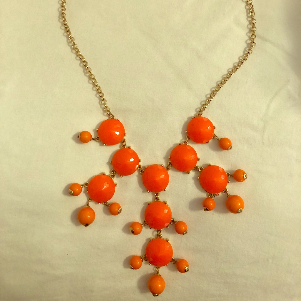 J Crew Bubble Necklace Orange Gold 10$